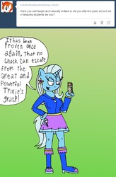 Size: 1260x1920 | Tagged: safe, artist:americananomaly, trixie, anthro, plantigrade anthro, g4, anthroquestria, clothes, crackers, equestria girls outfit, female, food, peanut butter, peanut butter crackers, solo