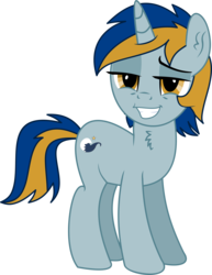 Size: 3689x4767 | Tagged: safe, artist:cyanlightning, oc, oc only, oc:ocean wave, pony, unicorn, 2019 community collab, derpibooru community collaboration, g4, .svg available, absurd resolution, chest fluff, ear fluff, male, simple background, smiling, smug, solo, stallion, transparent background, vector