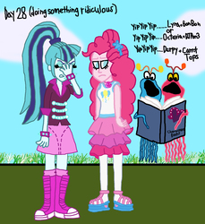 Size: 1700x1856 | Tagged: safe, artist:ktd1993, pinkie pie, sonata dusk, equestria girls, g4, my little pony equestria girls: better together, facepalm, female, lesbian, sesame street, ship:pinata, shipping, the muppets, yip yips