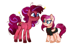 Size: 900x575 | Tagged: safe, artist:drunkencoffee, oc, oc only, earth pony, pegasus, pony, base used, female, half-siblings, magical lesbian spawn, mare, offspring, parent:fluttershy, parent:pinkie pie, parent:tempest shadow, parents:tempestpie, parents:tempestshy