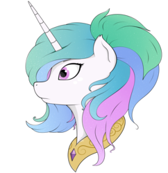 Size: 1530x1582 | Tagged: safe, artist:kirr12, princess celestia, pony, g4, alternate hairstyle, bust, female, mare, simple background, solo, transparent background