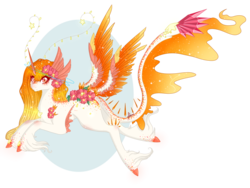 Size: 1280x963 | Tagged: safe, oc, oc only, original species, pegasus, unicorn, adoptable, auction, bright, closed species, cute, food, northling, orange, solo, species, sunshine, wings, yellow