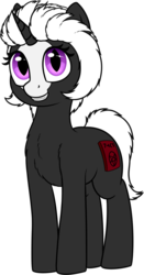 Size: 1896x3626 | Tagged: safe, artist:zippysqrl, oc, oc only, oc:s.leech, pony, unicorn, 2019 community collab, derpibooru community collaboration, bald face, blaze (coat marking), chest fluff, coat markings, facial markings, female, looking at you, mare, simple background, slit pupils, smiling, solo, transparent background