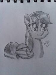 Size: 1224x1632 | Tagged: safe, artist:prinrue, oc, oc only, oc:starshine note, pony, grayscale, monochrome, movie accurate, sketchbook, traditional art