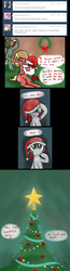 Size: 700x2677 | Tagged: safe, artist:jessy, oc, oc:copper slate, oc:palette swap, oc:sonatina, earth pony, pony, tumblr:ask palette swap, ask, christmas, christmas stocking, christmas tree, christmas wreath, comic, female, filly, hat, hearth's warming eve, holiday, mother and daughter, nose rub, santa hat, tree, trio, tumblr, wreath