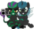 Size: 5442x4724 | Tagged: safe, artist:cyanlightning, oc, oc only, oc:acid drive, oc:stratamax, changeling, pony, unicorn, 2019 community collab, derpibooru community collaboration, g4, .svg available, absurd resolution, boombox, duo, glasses, jewelry, male, necklace, open mouth, simple background, sitting, smiling, smug, spread wings, stallion, transparent background, vector, wings