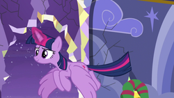 Size: 1280x720 | Tagged: safe, screencap, twilight sparkle, alicorn, pony, g4, my little pony best gift ever, female, flying, mare, solo, spread wings, twilight sparkle (alicorn), wings