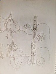 Size: 950x1259 | Tagged: safe, artist:takengrin endmmar, derpibooru exclusive, princess celestia, g4, annoyed, cross-popping veins, crossover, crown, disembodied hand, double king, hand, jewelry, regalia, ring, slap