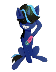 Size: 1500x1900 | Tagged: safe, artist:whitelie, oc, oc only, oc:the luna fan, pony, unicorn, 2019 community collab, derpibooru community collaboration, simple background, solo, sunglasses, transparent background