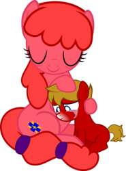 Size: 5000x6775 | Tagged: safe, artist:pilot231, oc, oc only, oc:iris mustang, oc:max mustang, pony, absurd resolution, colt, comforting, crying, embrace, female, foal, holding close, male, mare, mother and son, past, snow tip nose, tears of pain, vector