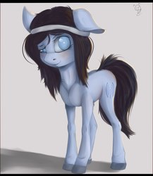 Size: 1872x2160 | Tagged: source needed, safe, artist:apostolllll, oc, oc only, earth pony, pony, female, grin, headband, mare, no pupils, smiling, solo