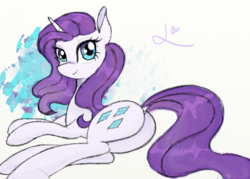 Size: 1400x1000 | Tagged: safe, artist:achmeddb, rarity, pony, unicorn, g4, butt, female, looking at you, plot, solo