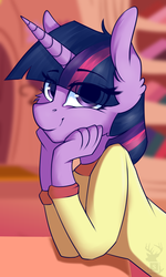 Size: 2126x3543 | Tagged: safe, artist:php97, twilight sparkle, anthro, g4, cheek fluff, female, golden oaks library, high res, looking at you, smiling, solo