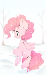 Size: 1044x1681 | Tagged: safe, artist:91o42, pinkie pie, earth pony, pony, g4, female, mare, snow, solo, winter