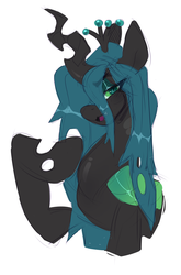 Size: 1952x2960 | Tagged: safe, artist:gemkin, queen chrysalis, changeling, changeling queen, g4, crown, female, jewelry, looking at you, regalia, simple background, solo, white background
