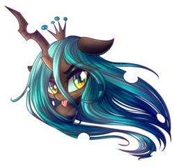 Size: 3000x2882 | Tagged: safe, artist:chaosangeldesu, queen chrysalis, changeling, changeling queen, g4, :p, crown, cute, cutealis, female, high res, jewelry, looking at you, regalia, silly, silly changeling, simple background, solo, tongue out, transparent background