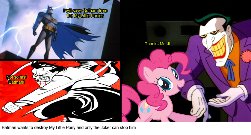 1907426 - safe, pinkie pie, bad fanfic, batman, comic, crossover, fanfic,  the joker, wat - Derpibooru