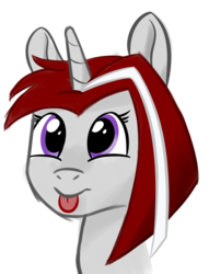 Size: 1563x2048 | Tagged: safe, artist:wut, oc, oc only, oc:wut do, pony, unicorn, :p, bust, female, mare, silly, simple background, solo, tongue out, transparent background