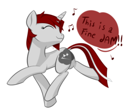 Size: 2640x2370 | Tagged: safe, artist:wut, oc, oc only, oc:wut do, pony, unicorn, dancing, eyes closed, female, high res, mare, music notes, simple background, smiling, solo, this is my jam, transparent background