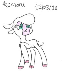 Size: 727x838 | Tagged: safe, artist:cmara, pom (tfh), lamb, sheep, them's fightin' herds, cloven hooves, community related, female, marker drawing, simple background, solo, traditional art, white background