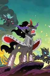 Size: 1040x1600 | Tagged: safe, artist:tonyfleecs, edit, king sombra, changeling, g4, spoiler:comic36, comic, comic cover, cover, cover art, textless edit