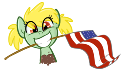 Size: 802x488 | Tagged: safe, artist:jessy, oc, oc only, oc:coke pony, food pony, original species, pony, american flag, bust, coke, cute, female, flag, grin, looking at you, mare, mouth hold, simple background, smiling, solo, squee, white background