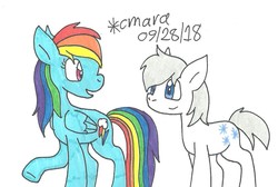 Size: 1091x734 | Tagged: safe, artist:cmara, double diamond, rainbow dash, pony, g4, traditional art