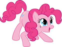 Size: 5663x4249 | Tagged: safe, artist:andoanimalia, pinkie pie, earth pony, pony, discordant harmony, g4, absurd resolution, crouching, cute, diapinkes, female, mare, open mouth, playful, simple background, solo, transparent background, vector, wholesome