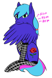 Size: 729x1096 | Tagged: safe, artist:acidthead, oc, oc only, oc:cloud icicle, pegasus, pony, 2019 community collab, derpibooru community collaboration, male, preening, simple background, sitting, smiling, sock, solo, stallion, transparent background