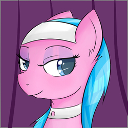 Size: 500x500 | Tagged: safe, artist:dashy21, aloe, earth pony, pony, g4, bust, female, lidded eyes, mare, portrait, smiling, solo