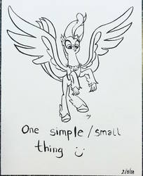 Size: 936x1149 | Tagged: safe, artist:jaykincer, princess skystar, classical hippogriff, hippogriff, g4, my little pony: the movie, female, gray background, grayscale, monochrome, one small thing, simple background, solo, song reference, spread wings, wings