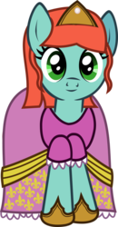 Size: 492x948 | Tagged: safe, artist:lightningbolt, derpibooru exclusive, oc, oc only, oc:elonrie, earth pony, pony, 2019 community collab, derpibooru community collaboration, g4, .svg available, clothes, crown, dress, female, hoof shoes, jewelry, looking at you, mare, princess, regalia, show accurate, simple background, smiling, solo, standing, svg, transparent background, vector