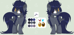 Size: 806x383 | Tagged: safe, artist:nocturnal-moonlight, oc, oc only, oc:hazy moon, pegasus, pony, female, mare, reference sheet, solo