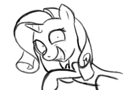 Size: 700x515 | Tagged: safe, rarity, pony, g4, black and white, drawthread, grayscale, monochrome, sketch, smiling