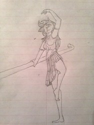 Size: 960x1280 | Tagged: safe, oc, oc only, oc:femanon, human, barely pony related, clothes, drawthread, dress, lined paper, sketch, solo, traditional art