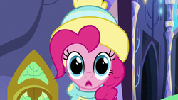 Size: 1280x720 | Tagged: safe, screencap, pinkie pie, earth pony, pony, best gift ever, g4, female, mare, open mouth, solo, thousand yard stare, wide eyes