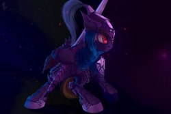 Size: 1920x1280 | Tagged: source needed, safe, artist:apostolllll, oc, oc only, bat pony, pony, semi-anthro, arm hooves, armor, bat pony oc, full plate armor, helmet, solo, sword, weapon