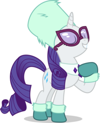 Size: 5000x6133 | Tagged: safe, artist:luckreza8, rarity, pony, unicorn, g4, my little pony best gift ever, .svg available, absurd resolution, clothes, eyes closed, female, fur, hat, russian hat, simple background, solo, sunglasses, transparent background, ushanka, vector, winter outfit