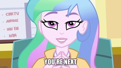 Size: 888x499 | Tagged: safe, edit, edited screencap, screencap, princess celestia, principal celestia, equestria girls, g4, my little pony equestria girls: rainbow rocks, celestia's office, gendo pose, meme