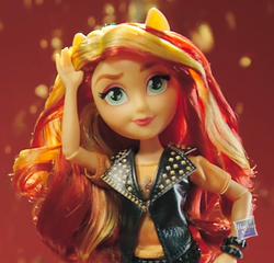 Size: 749x720 | Tagged: safe, sunset shimmer, equestria girls, g4, my little pony equestria girls: better together, clothes, doll, female, hasbro, hasbro logo, irl, jacket, merchandise, photo, toy