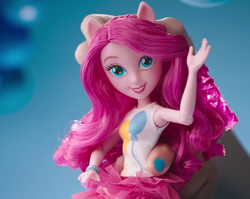 Size: 1357x1079 | Tagged: safe, pinkie pie, equestria girls, g4, my little pony equestria girls: better together, armpits, commercial, doll, female, hasbro, hasbro logo, irl, merchandise, photo, smiling, toy