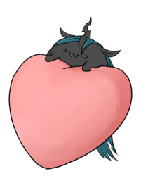 Size: 1080x1280 | Tagged: safe, artist:amarthgul, queen chrysalis, changeling, changeling queen, g4, bongo cat, chubbie, female, heart, plushie, simple background, transparent background