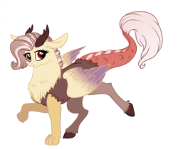 Size: 2237x1881 | Tagged: safe, artist:marbola, hybrid, female, interspecies offspring, looking at you, next generation, offspring, parent:discord, parent:fluttershy, parents:discoshy, simple background, smiling, solo, white background