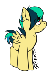 Size: 528x753 | Tagged: safe, alternate version, artist:exvius, oc, oc only, oc:apogee, pegasus, pony, background removed, cute, ear freckles, eye clipping through hair, female, filly, freckles, simple background, solo, transparent background
