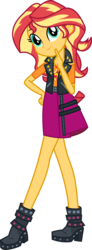 Size: 1569x4270 | Tagged: safe, artist:spokenmind93, sunset shimmer, equestria girls, g4, my little pony equestria girls: better together, boots, clothes, cute, female, geode of empathy, high heel boots, magical geodes, shimmerbetes, shoes, simple background, skirt, smiling, solo, transparent background, vest