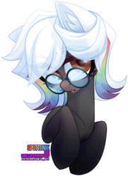 Size: 905x1250 | Tagged: safe, artist:zombie, oc, oc only, oc:sputnik, earth pony, pony, bust, glasses, looking at you, open mouth, rainbow