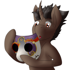 Size: 1800x1664 | Tagged: safe, artist:midnightfire1222, oc, oc only, oc:saffron, pony, unicorn, crossover, jack of blades, male, mask, simple background, solo, transparent background