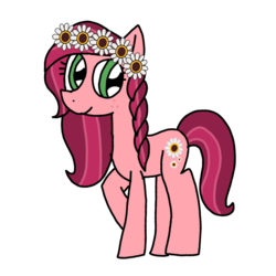 Size: 1080x1080 | Tagged: safe, artist:徐詩珮, gloriosa daisy, earth pony, pony, g4, cute, daisybetes, earth pony gloriosa daisy, equestria girls ponified, female, floral head wreath, flower, ponified, solo