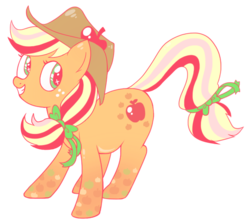 Size: 693x618 | Tagged: safe, artist:biskyfresh, artist:glubbs, applejack, earth pony, pony, g4, alternate cutie mark, applejack's hat, cowboy hat, cutie mark, female, hat, looking back, mare, rainbow power, simple background, smiling, solo, transparent background