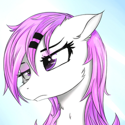Size: 600x600 | Tagged: safe, artist:dashy21, oc, oc only, oc:dashy21, pony, bust, frown, hairpin, messy mane, portrait, tired